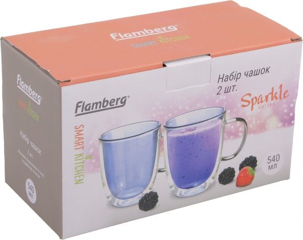 Набор чашек Sparkle Blue 540 мл Flamberg Smart Kitchen