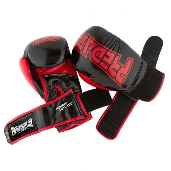 Боксерські рукавиці PowerPlay р. 12 3017 12oz чорний із червоним