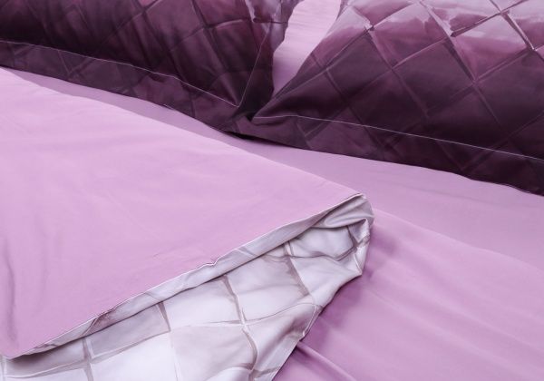 Комплект постільної білизни Pink leather D сімейний рожевий із сірим La Nuit 