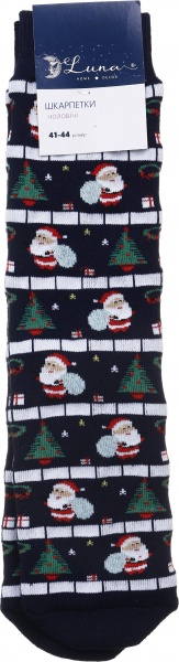 Шкарпетки чоловічі Luna Сніговик з ялинками сині р.41-44 темно-синій 1 шт.