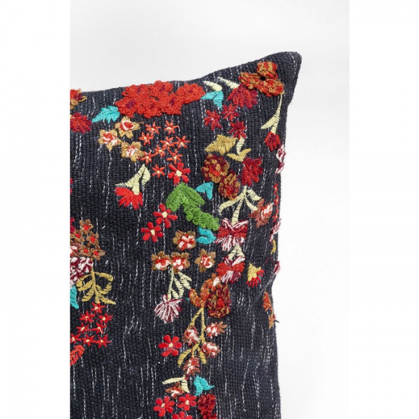 Подушка Вышитые цветы 40x60 см черный KARE Design 