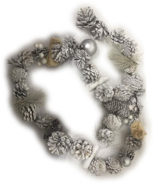 Гирлянда декоративная для дома 1,5м с шишками, ягодами и мешковиной