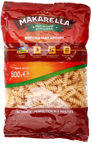 Макароны Макарелла Спиральки 500 г 