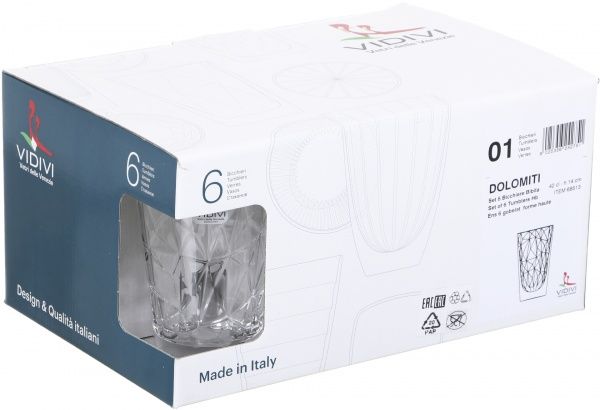 Набор стаканов высоких Dolomiti 420 мл 6 шт. Vidivi