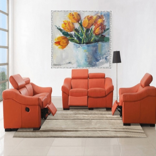 Репродукция Букет желтых тюльпанов в ведре 35x35 см Арт Фемелі 