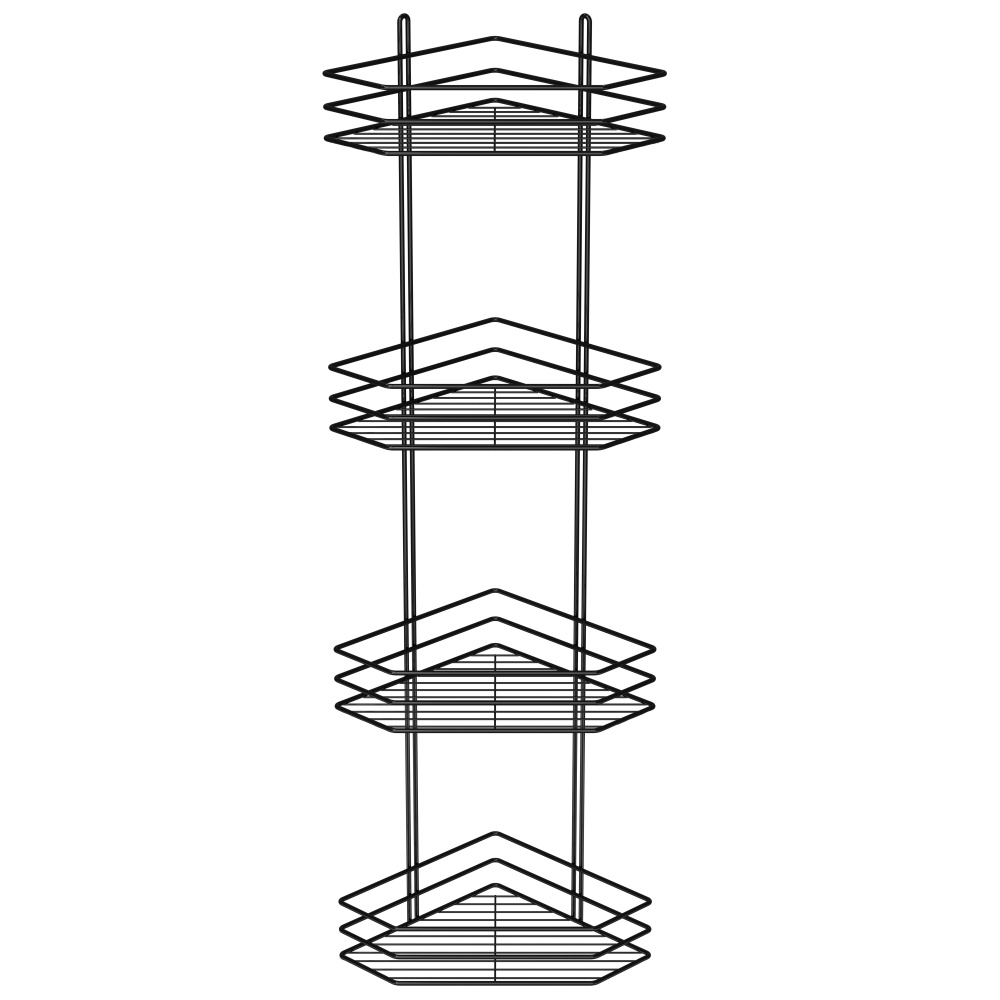 Полка угловая 25 см 4-ярусная черная (ПВ-25433)