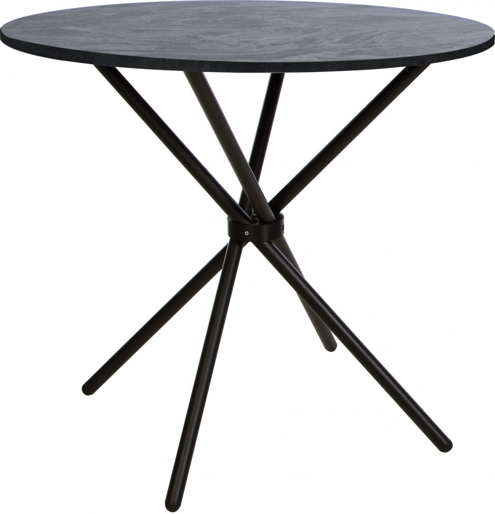 Стол обеденный Nowy Styl Aqua 900x900x797мм угольный камень/черный