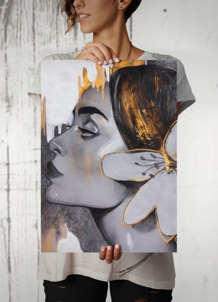 Картина Дівчина та квітка 42x59,4 см Posterclub 