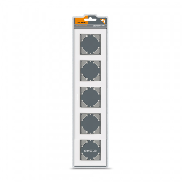 Рамка пятиместная Videx Binera горизонтальная белое стекло VF-BNFRG5H-W