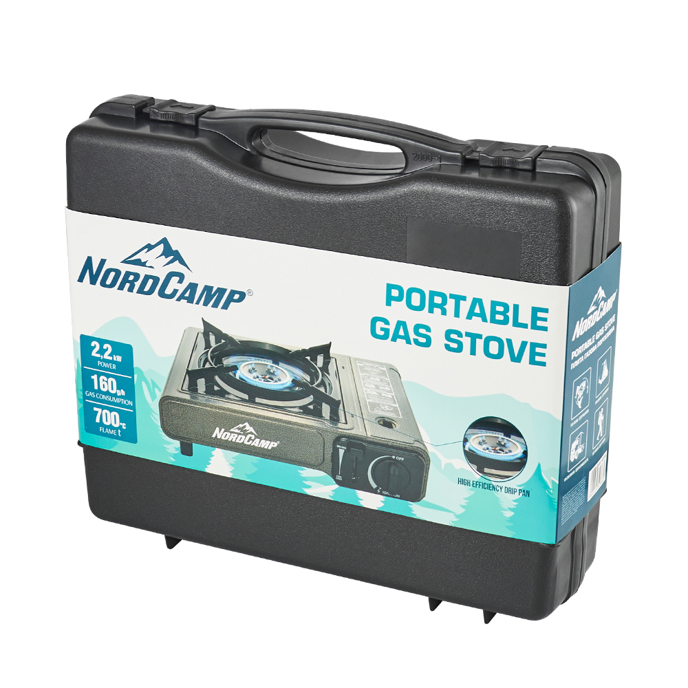 Плитка газовая NordCamp портативна з п'єзопідпалом 2,2 кВт; 160 г/год
