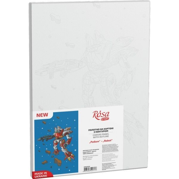 Холст на картоне с контуром Робот 20х30 см Rosa Start 