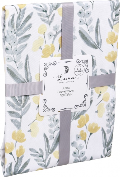 Скатерть Asteria 140x220 см белый с рисунком Luna 