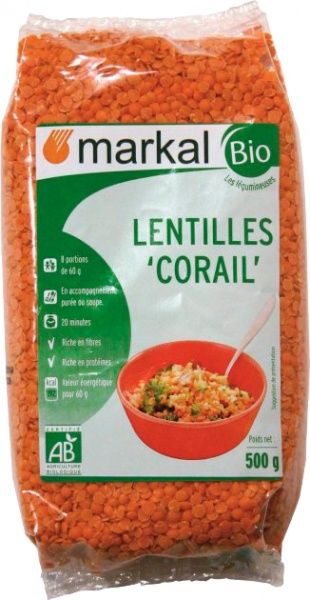 Чечевица Markal красная 500 г (3329484441206)