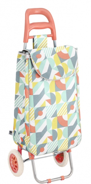 Тележка хозяйственная 33 л на колесах, оранжевый пластик, рисунок Абстракция