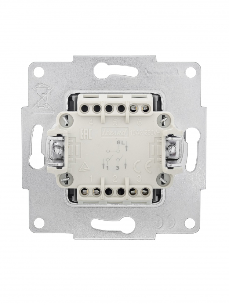 Вимикач двоклавішний Lezard Vesna без підсвітки сірий 742-3588-101