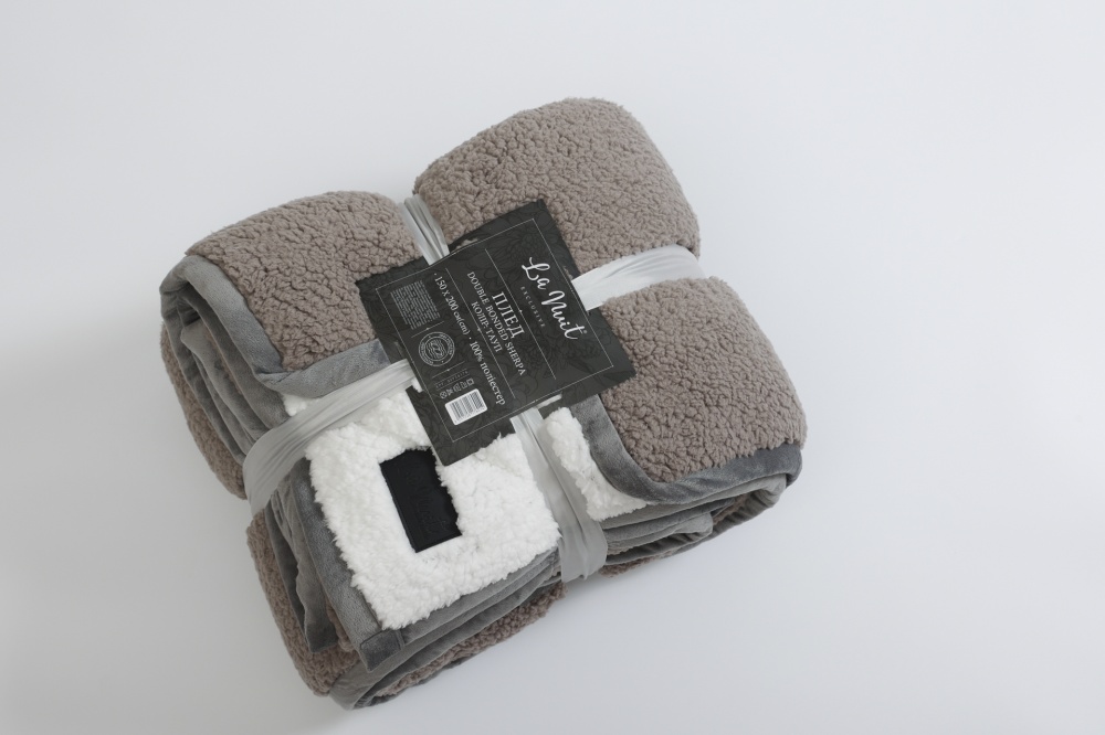 Плед Double Bonded Sherpa 150x200 см тауп La Nuit