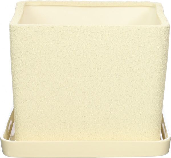 Горшок керамический Ориана-Запорожкерамика Квадрат №1 шелк квадратный 7,1л бежевый (064-1-001) 