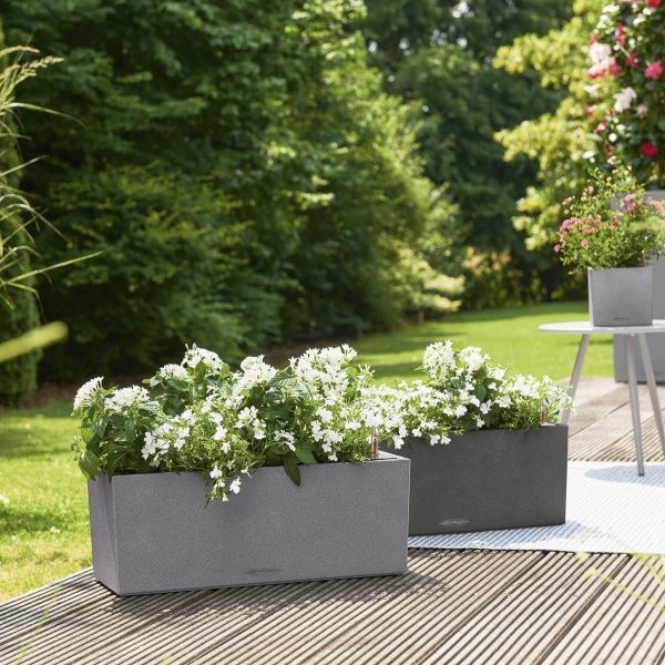 Вазон пластиковый Lechuza BALCONERA Stone 80 прямоугольный 12л графитово-черный (15662) 
