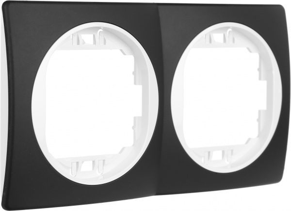 Рамка двухместная Aling-Conel EON горизонтальная черный / белый E6701.E10