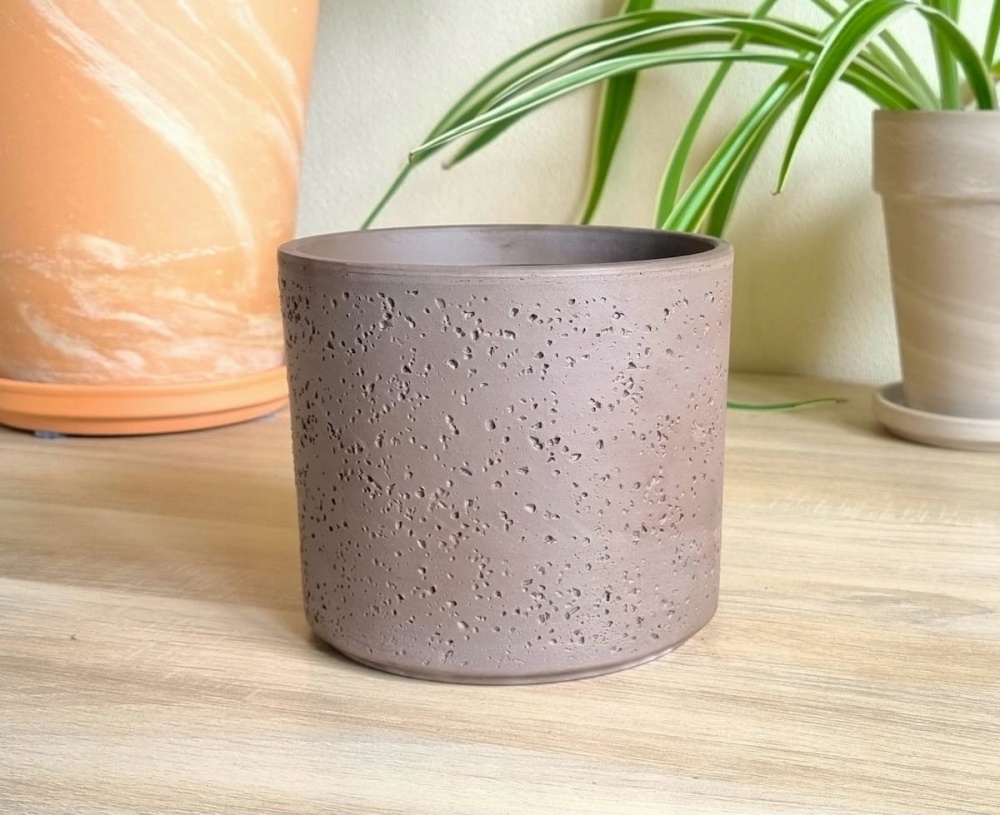 Кашпо кераміка PILLAR LAVA 21,6х18см круглий сіро-коричневий Spang (1026918)