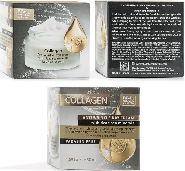 Крем для обличчя денний Dead Sea Collection денний проти зморшок з колагеном і мінералами Мертвого моря 50 мл