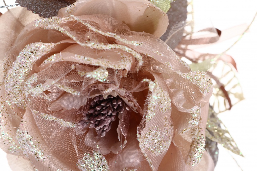 Квітка декоративна Троянда з листочками d 10 см в асортименті SDBF18133