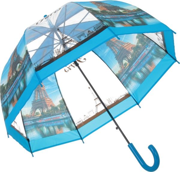 Зонт Урбанистика, трость, автомат голубой 