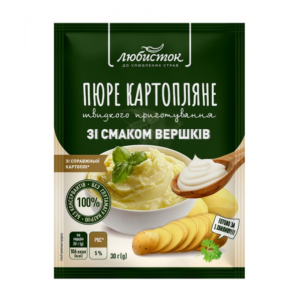 Пюре картофельное быстрое приготовление со вкусом сливок 30 г 