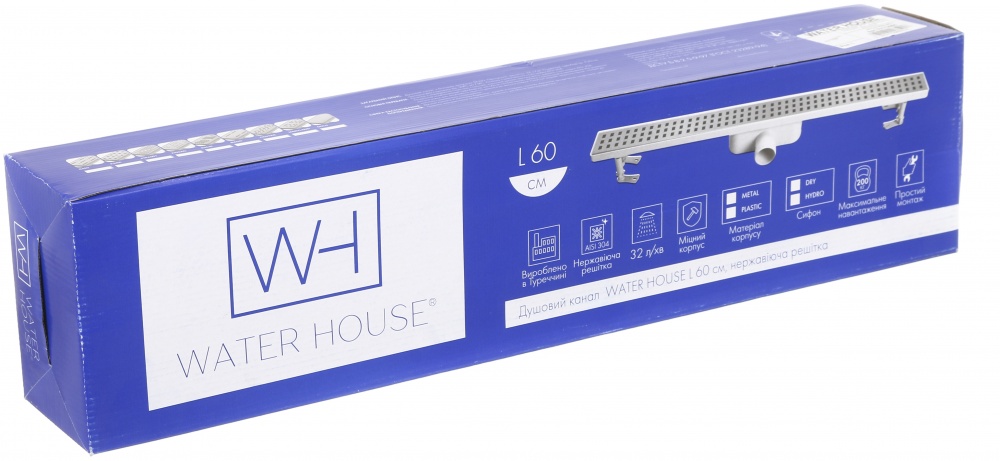 Душевой лоток Water House Душевой канал WATER HOUSE (корпус из пластиковый) L 60см, нержавеющая решетка цвет золотой