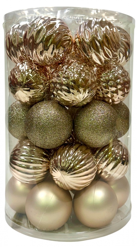 Куля новорічна різноманіття фактури і кольорів 30 шт 8 см в асортименті