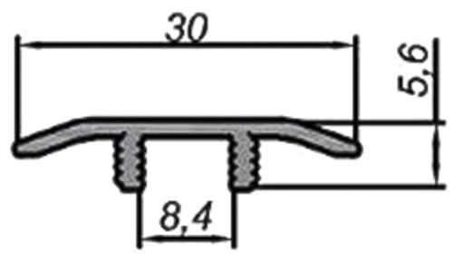 Поріжок алюмінієвий декорований UniLine + база Braz Line гладкий приховане кріплення 30x2700 мм дуб димчастий 