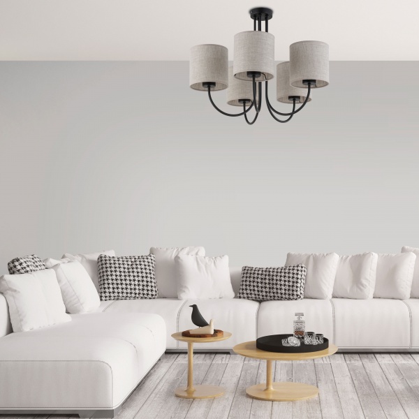 Люстра потолочная TK Lighting Torens 5PL-4633 5x15 Вт E27 черный/серый 