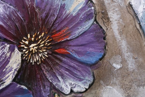 Картина Цветы с бабочками 50x150 см 