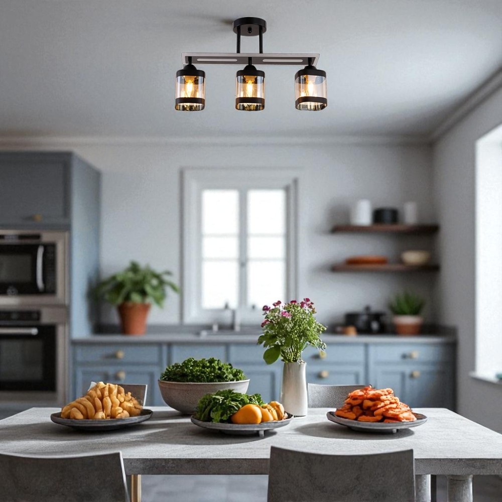 Люстра стельова WunderLicht Spirit 3x60 Вт Е27 чорний KK7511-43