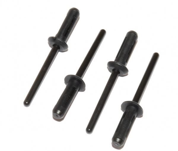 Заклепка вытяжная нейлон плоская увеличенная головка черная D9 4,9х15 мм 4 шт./уп.