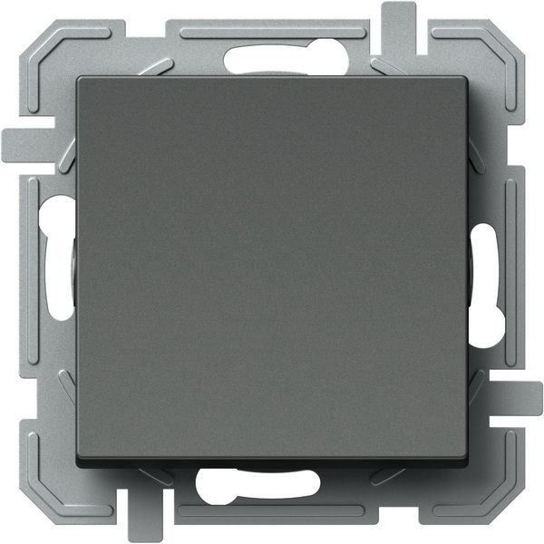 Выключатель кнопочный одноклавишный TEM Logiq без подсветки антрацит SQ11ATXO-U