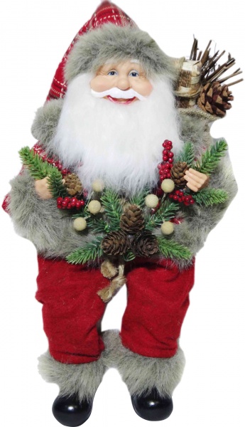 Декорація новорічна ShenzhenTianJialiIndustrialCo Дід Мороз лісовий сидячий S17102D 40 см 