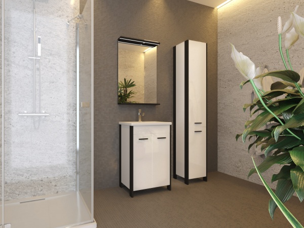 Тумба підлогова ЮВЕНТА Brooklyn - 55 чорний з умивальником Soft-55