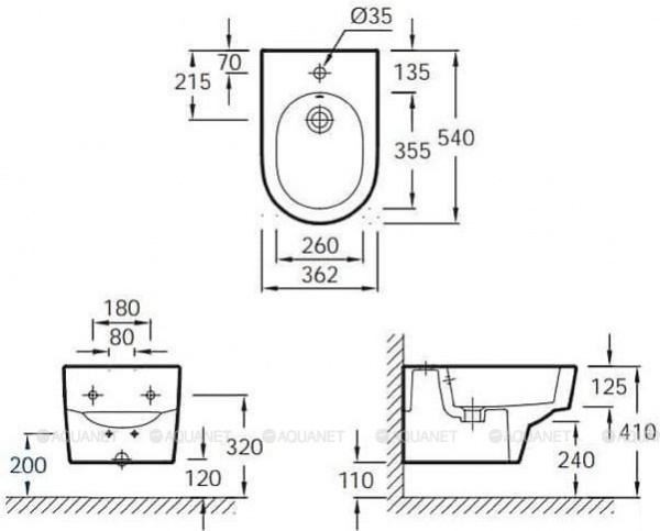 Біде підвісне Jacob Delafon Odeon Rive Gauche EMG0002-00