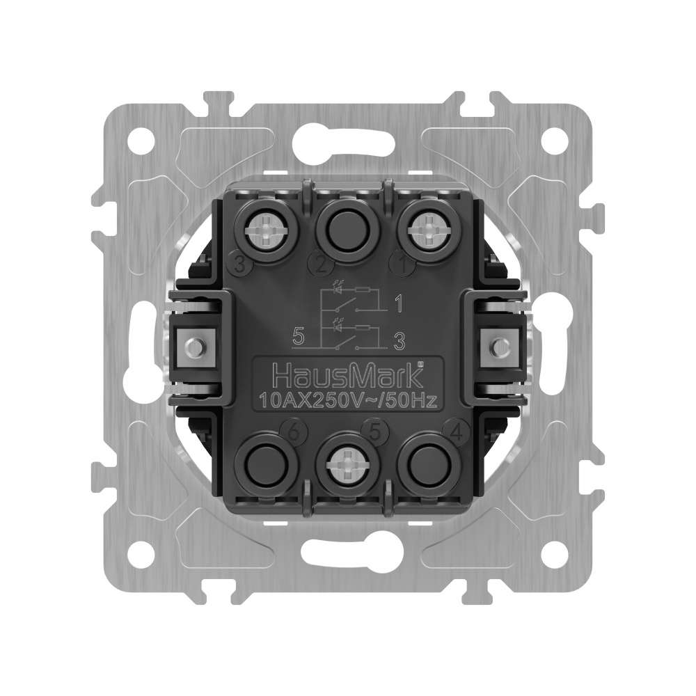 Вимикач двоклавішний HausMark Bela з підсвіткою чорний SNG-SWP.RD20MG2W1L-BK