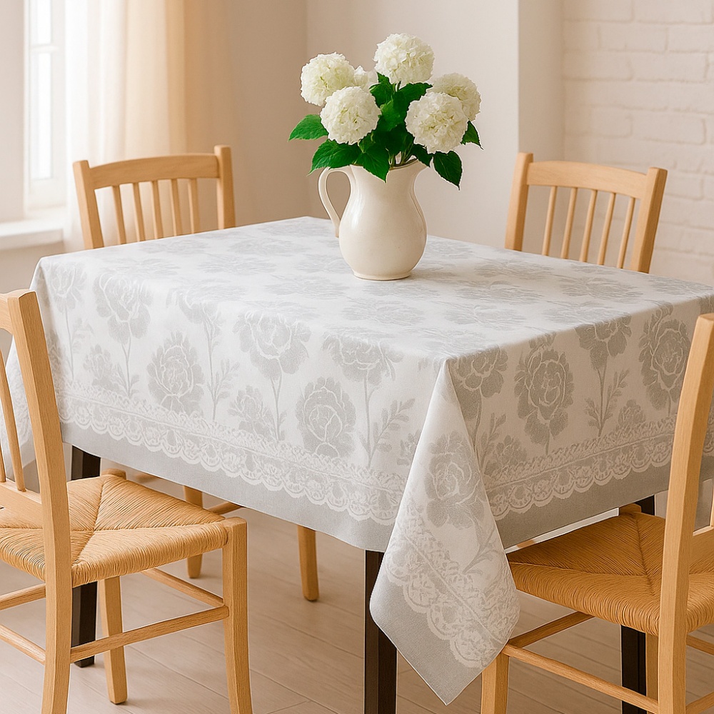 Клеенка на стол UP! (Underprice) на подкладке 1,37м белый с принтом PW195-R1393-1-2