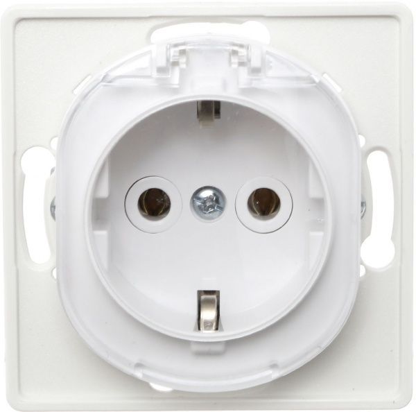 Розетка с заземлением Aling-Conel Eon без шторок с крышкой белый E633.0