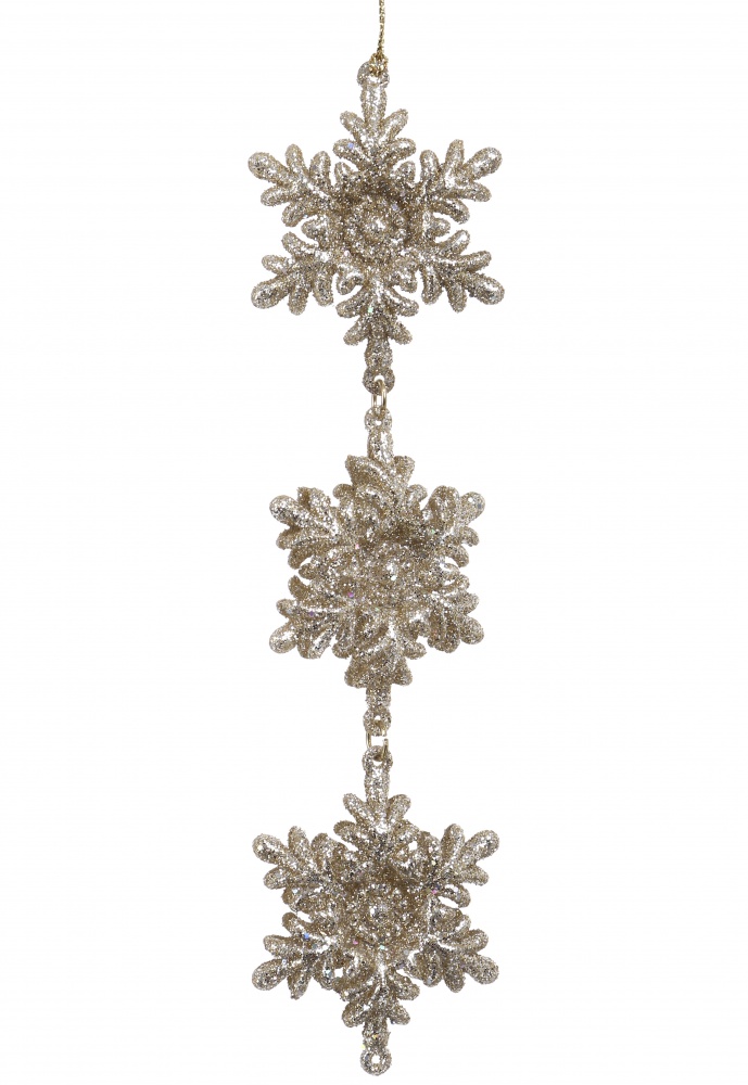 Подвеска пластиковая тройка снежинок/ с присыпкой ассорт. 12 см EPI-F17580231-2