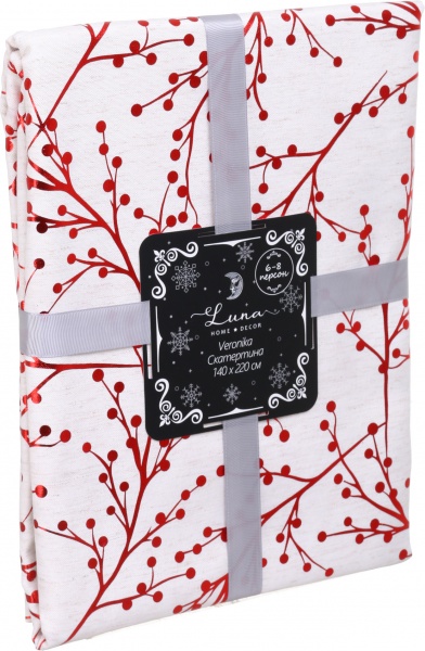 Скатерть Veronika 140x220 см белый с рисунком Luna 