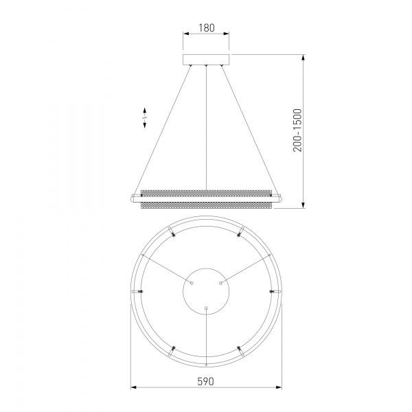 Світильник підвісний Strotskis Imperio пульт ДК/Wi-Fi 53 Вт білий/срібло 90241/1 (білий) 