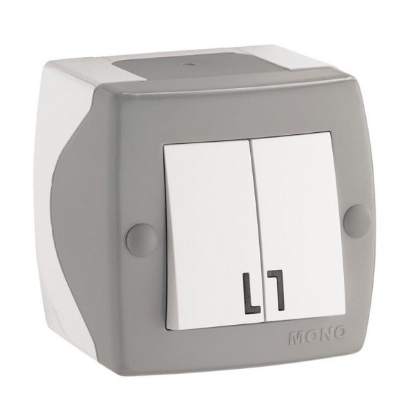 Вимикач двоклавішний Mono Octans без підсвітки 10 А 250В сірий 104-020001-102