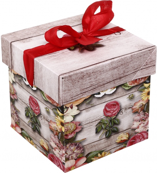 Коробка складная Цветы/сердца 10,8x10,8x10,8 см (EBXSS9850)