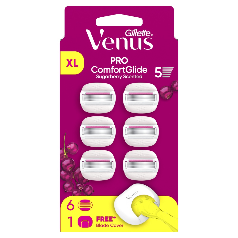 Сменный картридж Gillette Venus Pro ComfortGlide Sugarberry 6 шт. + чехол для лезвий 1 шт.