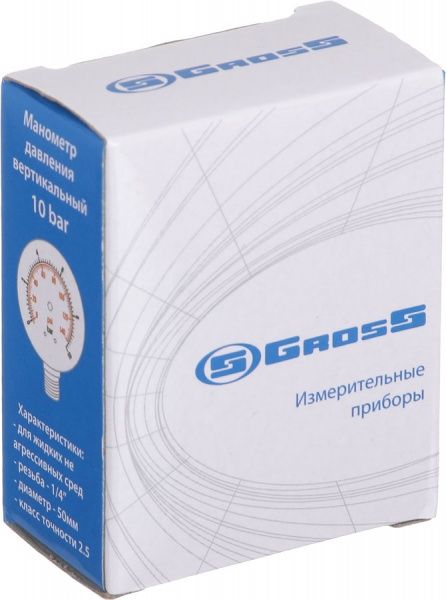 Манометр вертикальний Gross 50 мм 10.0 Bar