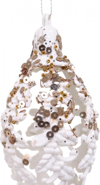 Декоративна підвіска Шишка 11,5 см HFK1061W білий